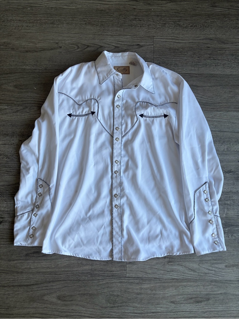 Scully White Western cowboy Stitch Long-Sleeve Snap Shirt